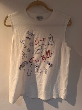 Wildfox Kids White Graphic 'Ciao Bella' Tank with Navy & Red Prints